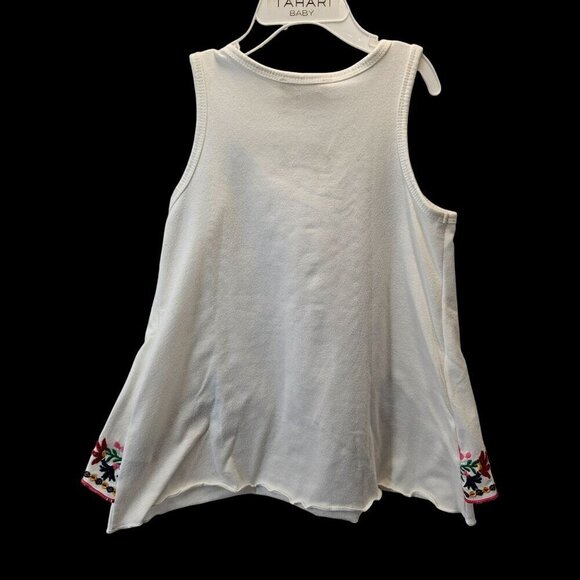 Hannah Blanana White Embellished Tank Girs 5 Colorful Rhinestones Embroidery - Picture 3 of 7